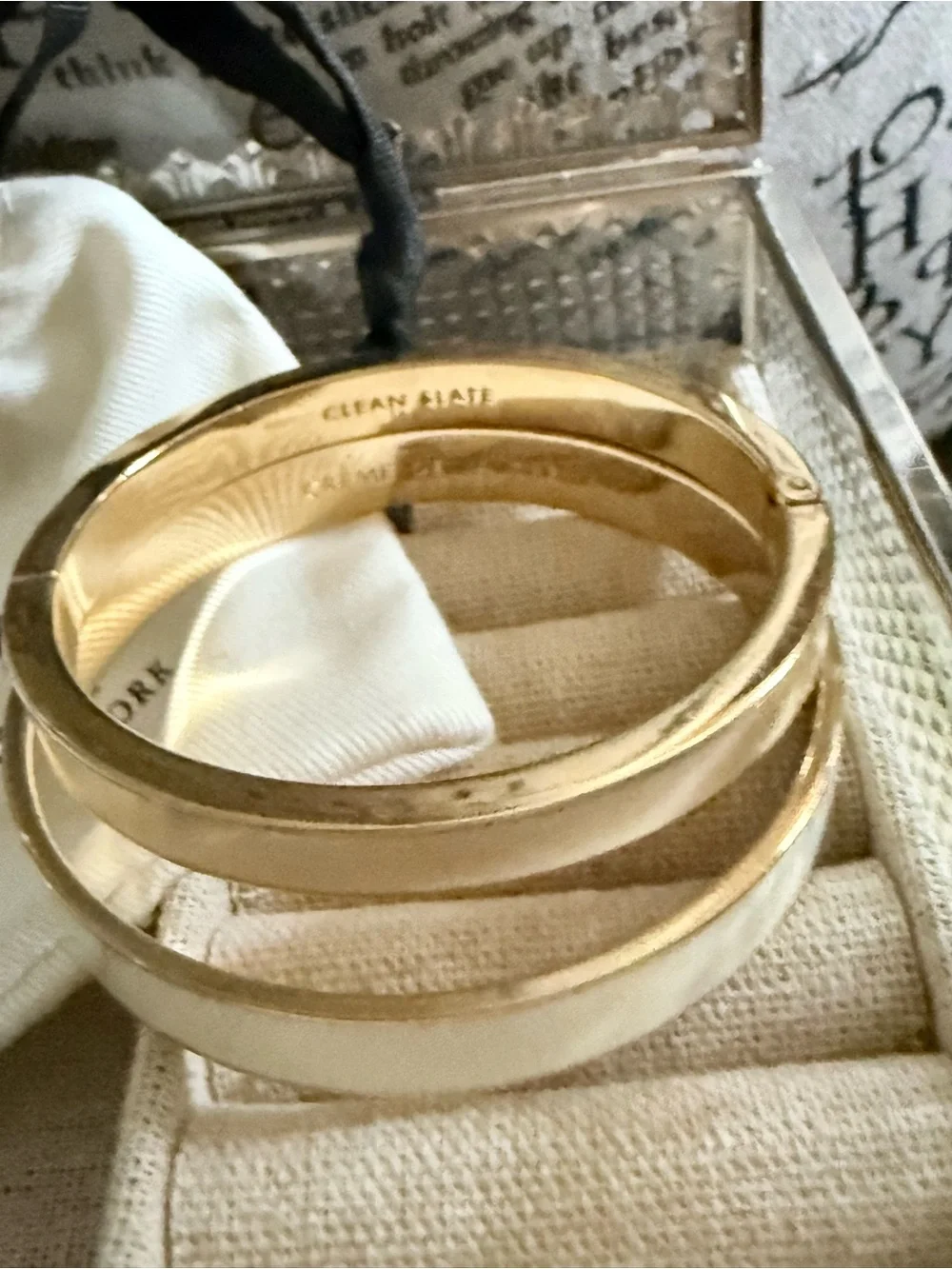 Kate Spade ♠️ Gold & Cream Enamel Bangle Bracelets